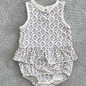 Organic Floral Ruffle Romper bubble summer keyhole Little Planet girls 6 months